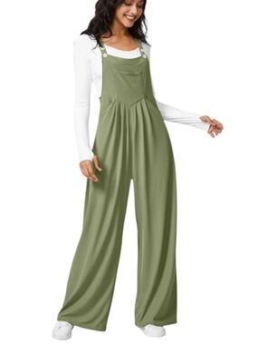 Halara Pockets Waffle Casual Overalls size XL Jumpsuit green